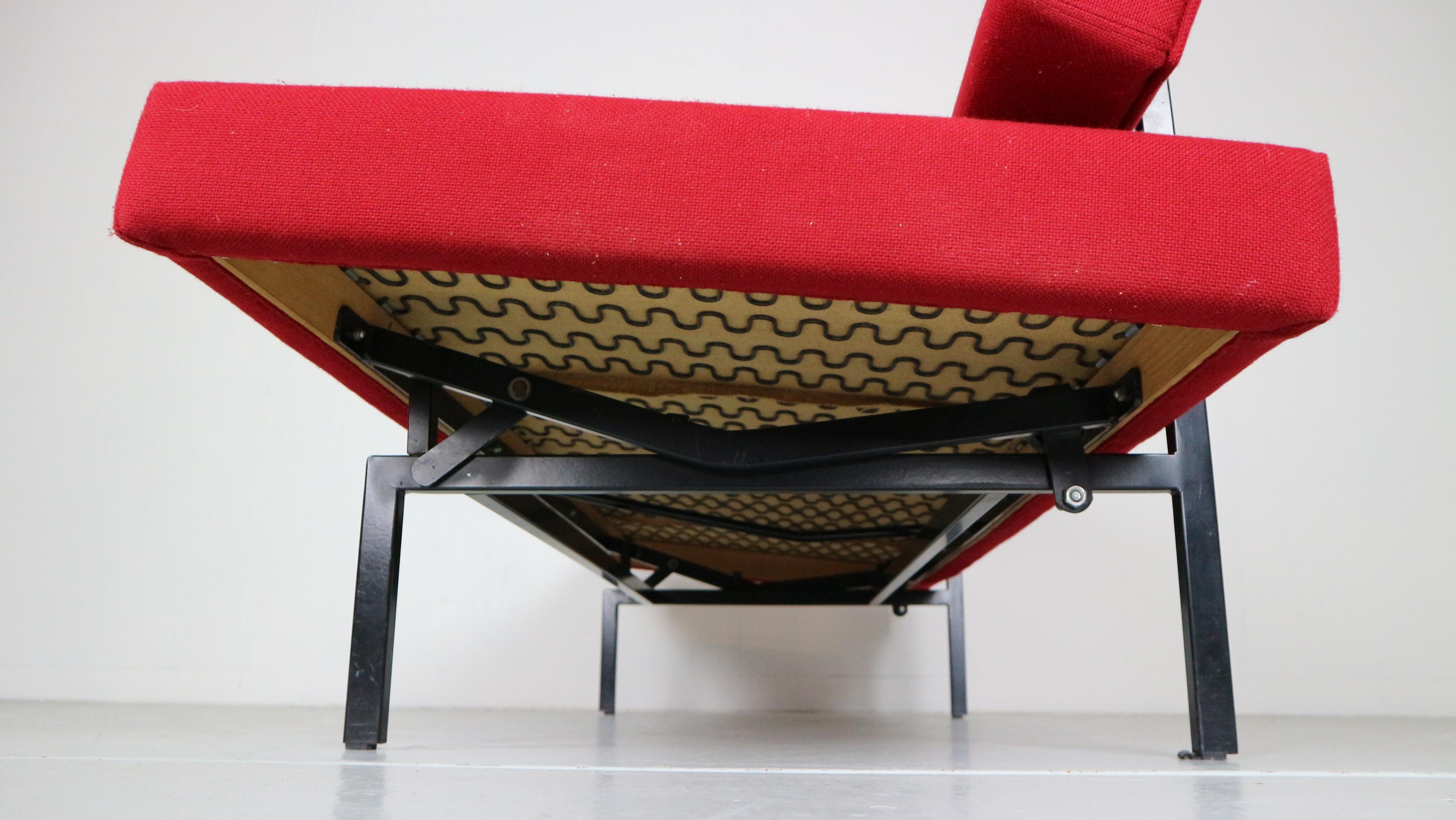 Gijs Van Der Sluis Rotes Sleeper Sofa-Tagesbett Modell 540, 1961 6