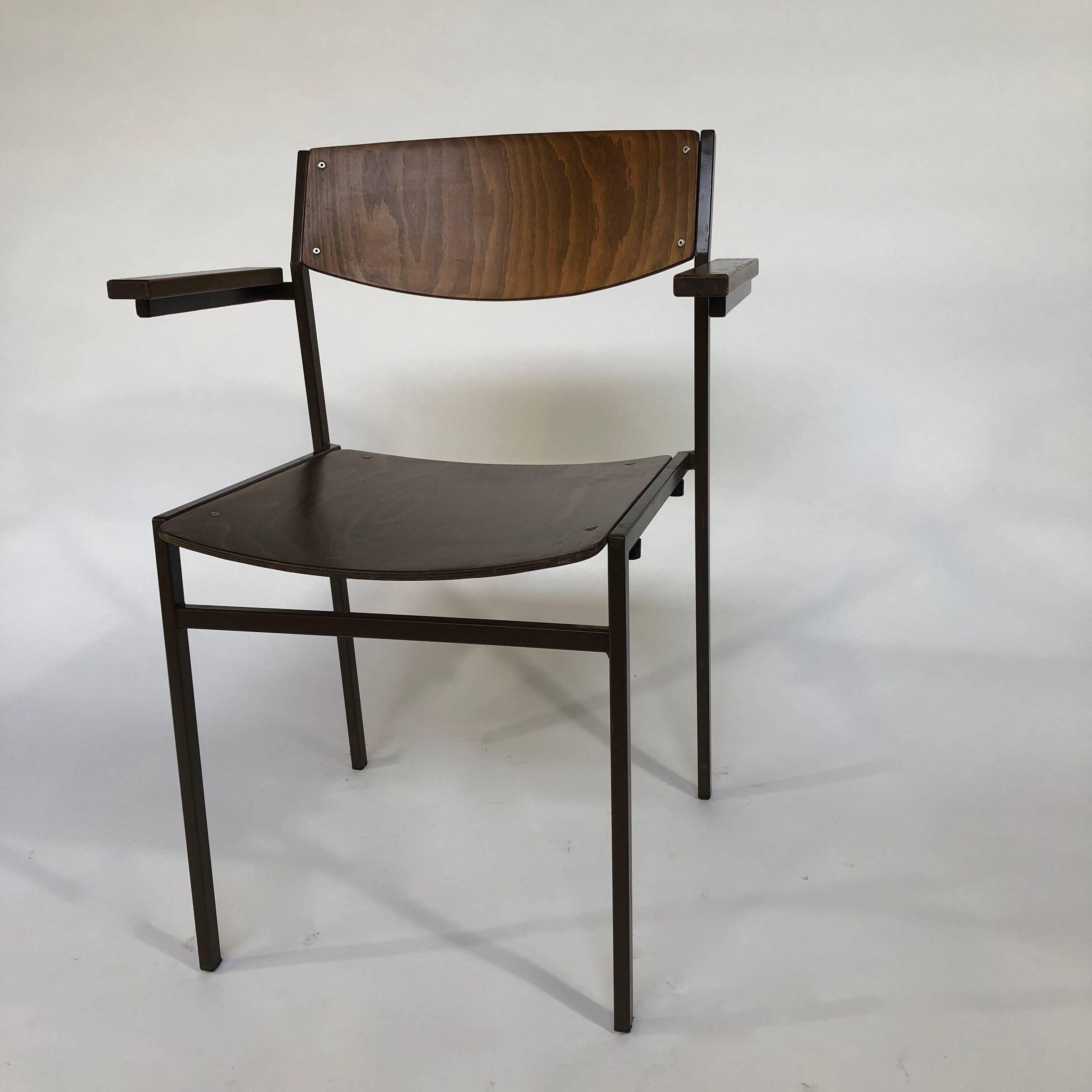 Modern Gijs Van Der Sluis Stacking Chairs, 1970s with Armrests 