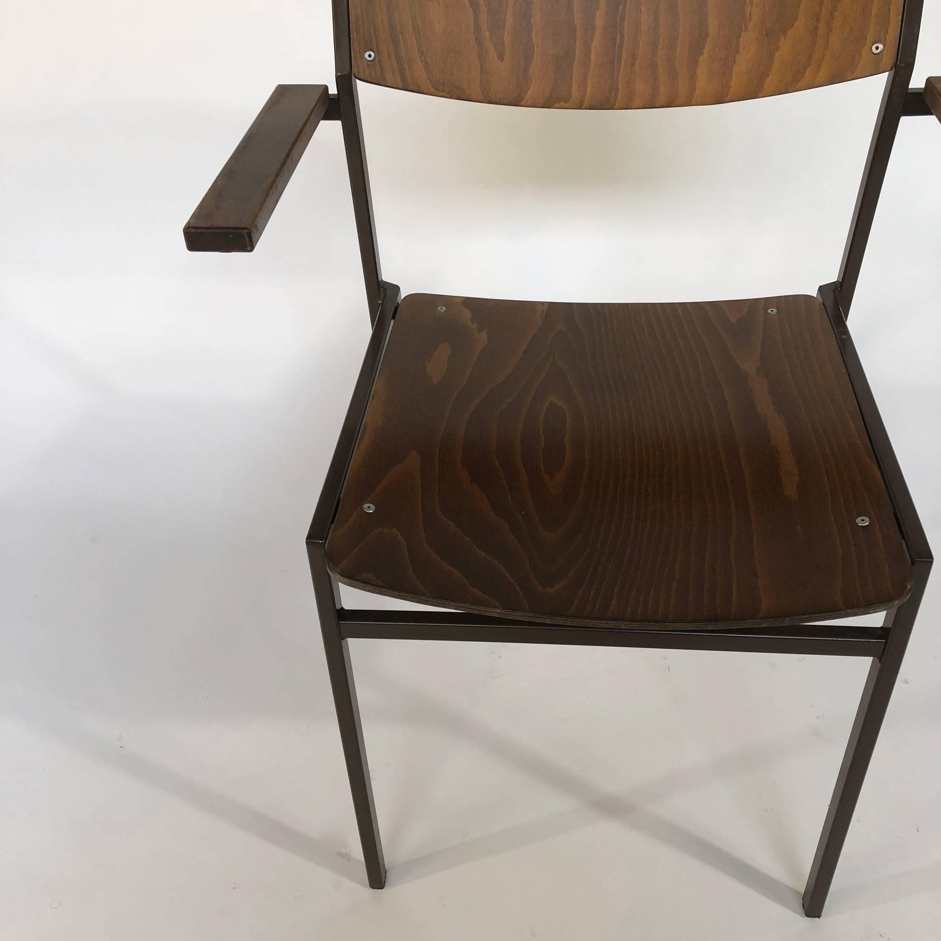 Late 20th Century Gijs Van Der Sluis Stacking Chairs, 1970s with Armrests 