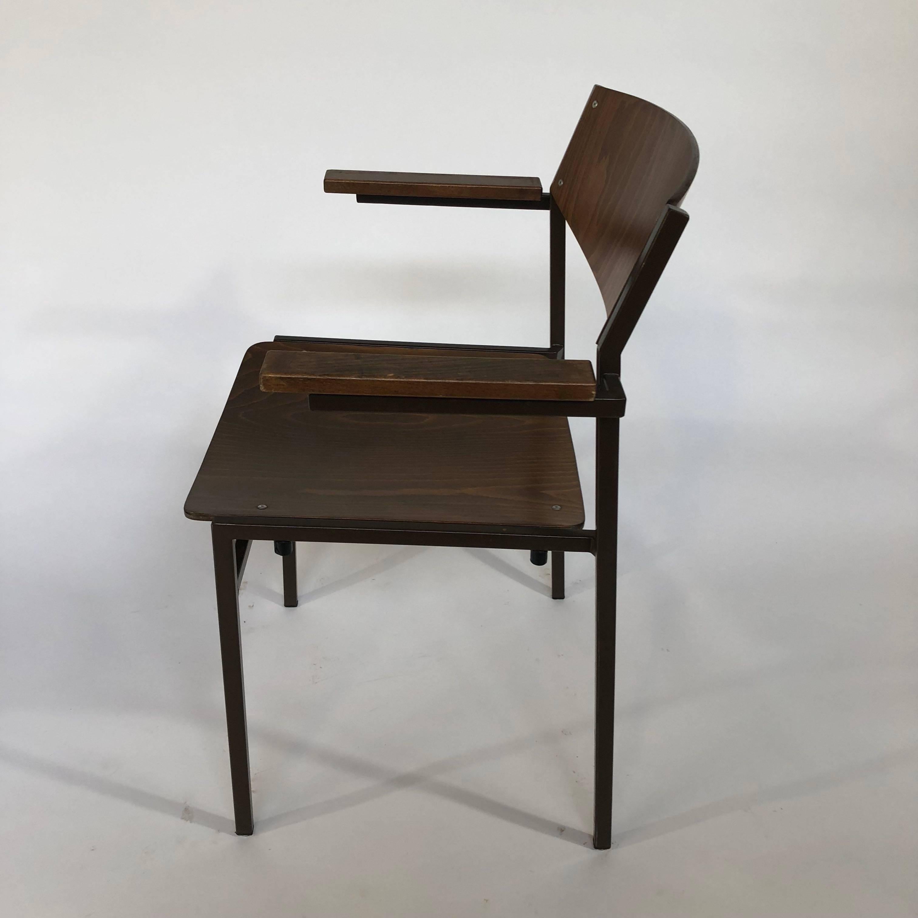 Gijs Van Der Sluis Stacking Chairs, 1970s with Armrests  1