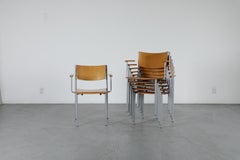 Gijs van der Sluis Style Beech Wood and Metal Stacking Chairs