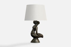 Gil Agnoloni Attribution, Table Lamp, Ceramic, Brass, France, 1950s