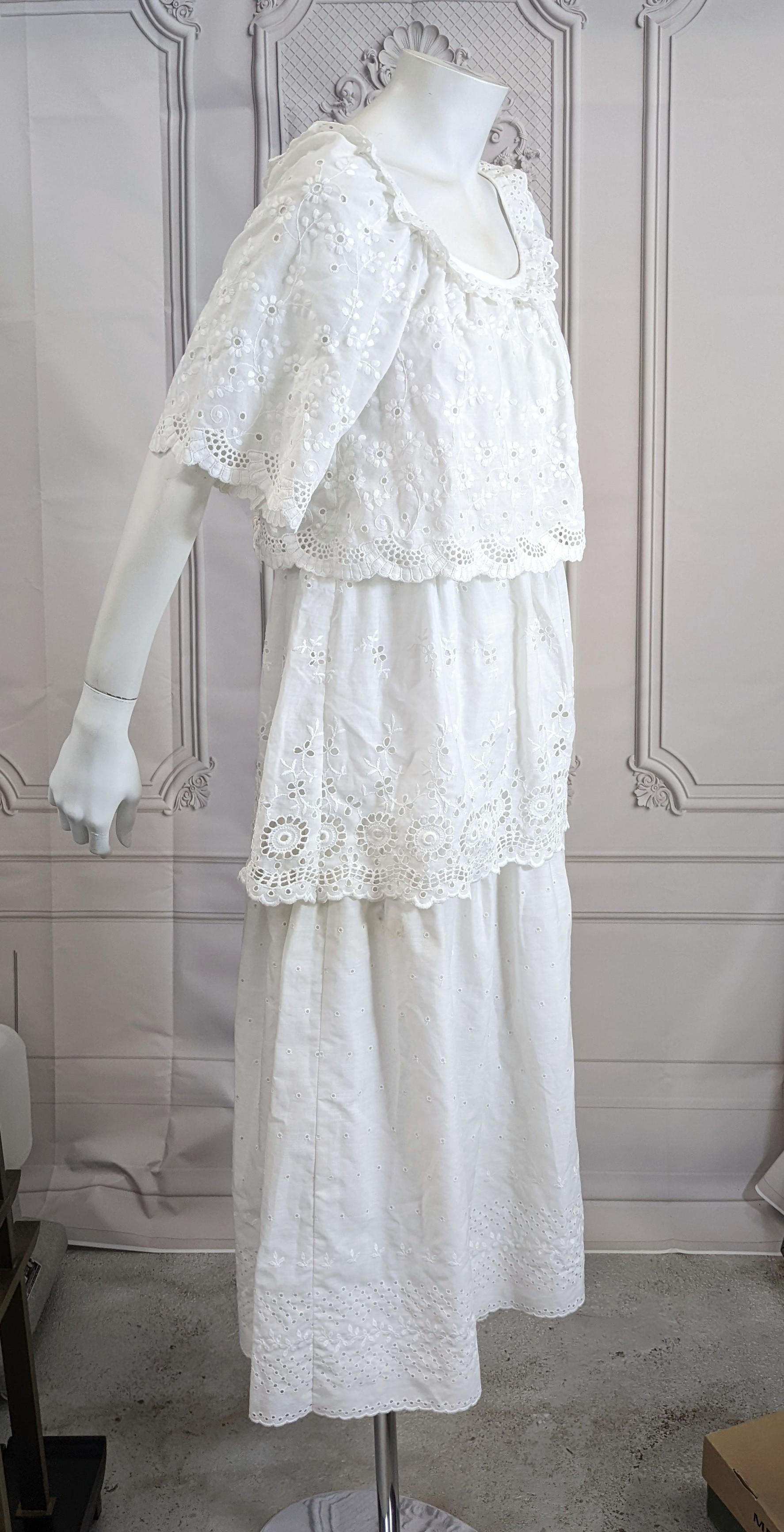 Gil Ambez Dress Tiered Eyelet Dress In Good Condition For Sale In New York, NY
