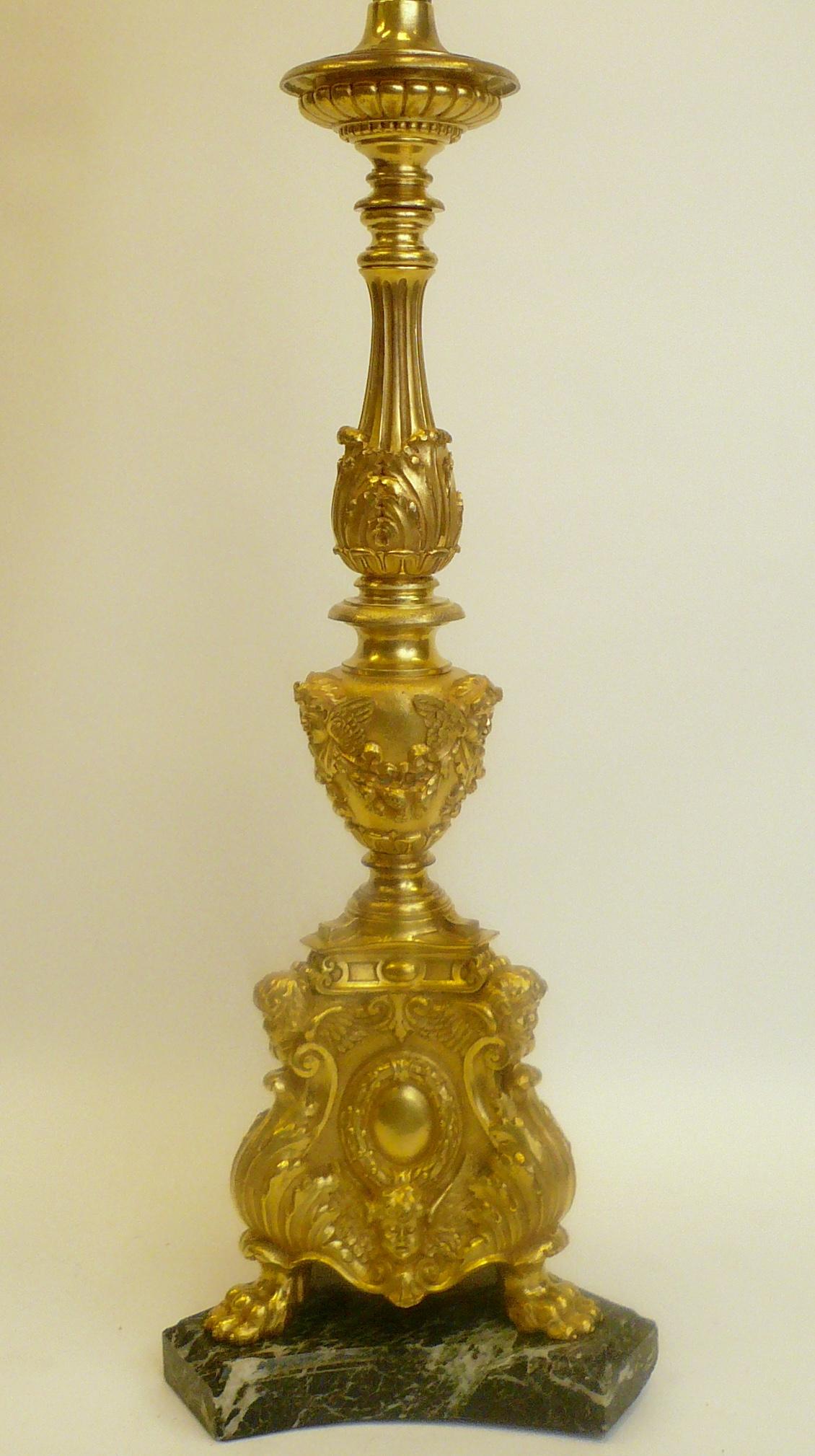 American Gil Bronze Renaissance Style Pricket Lamp by E. F. Caldwell For Sale