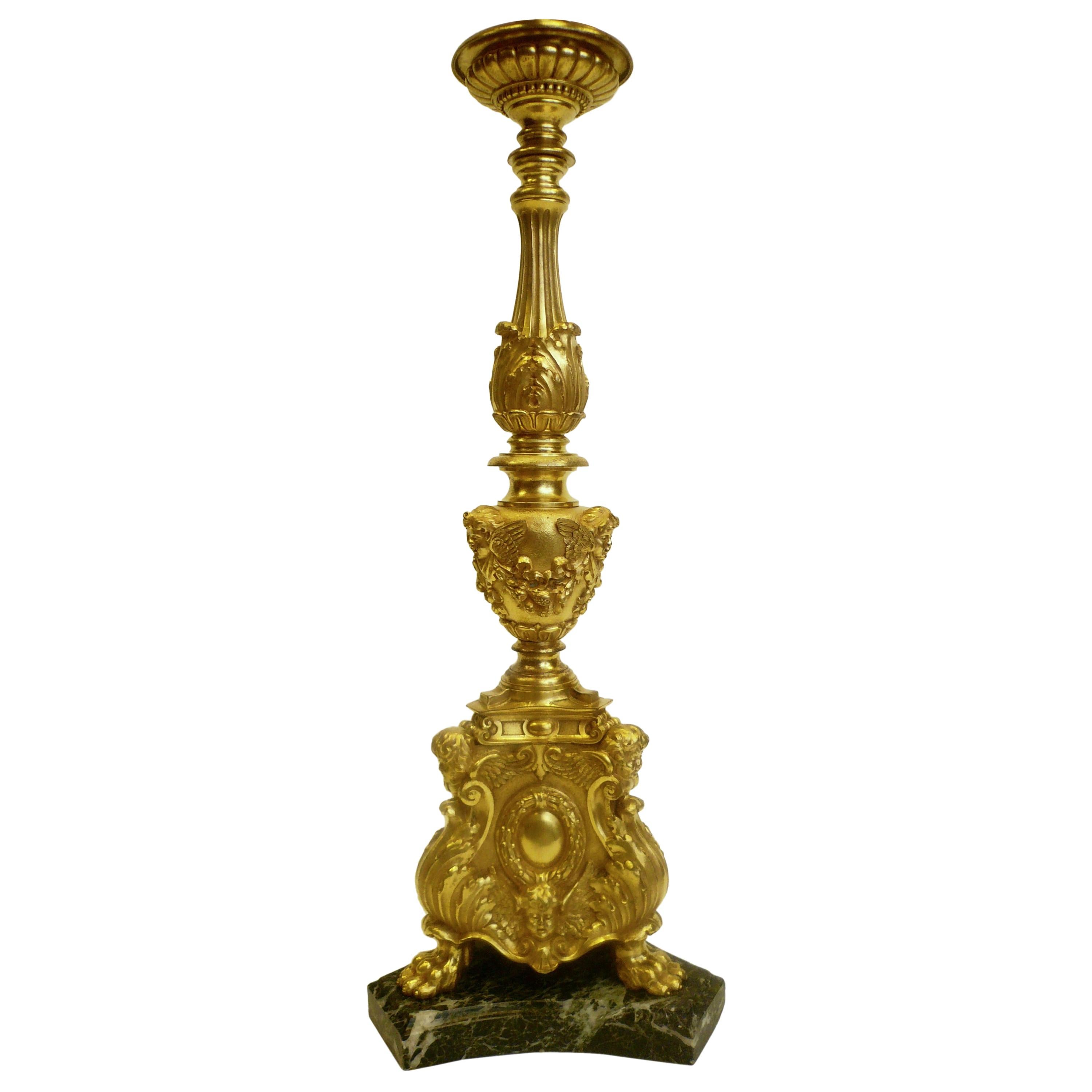 Lámpara Gil de bronce estilo renacentista Pricket de E. F. Caldwell