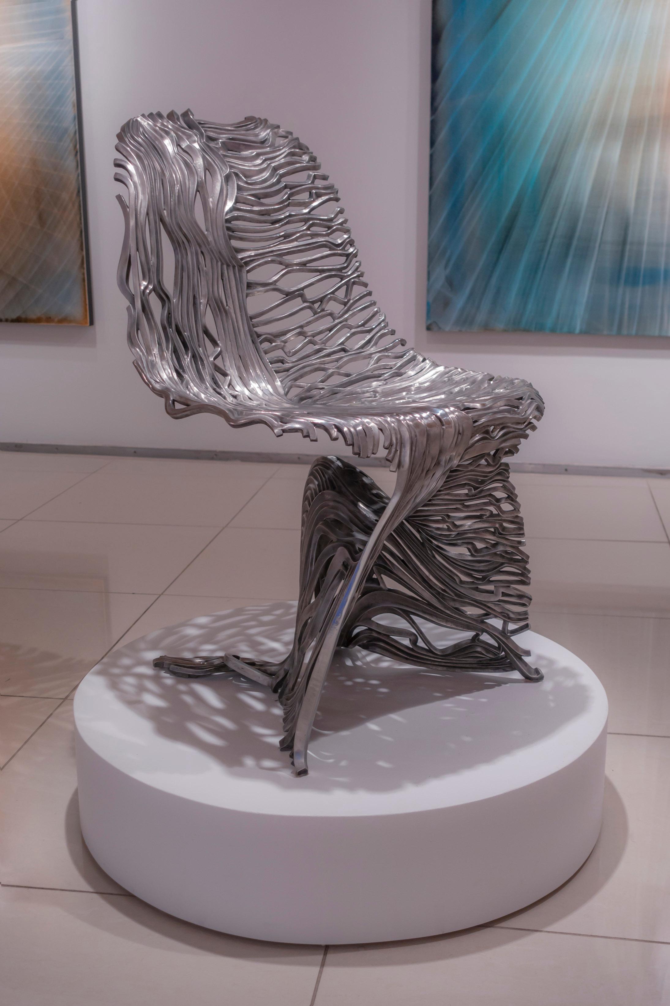 Dichotomy Chair - 21st Century, Contemporary, Sculpture, Stainless Steel For Sale 3