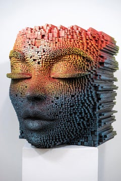 In my Mind Forever, by Gil Bruvel, burnt wood and acrylic