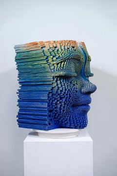 River, by Gil Bruvel, burnt wood and acrylic