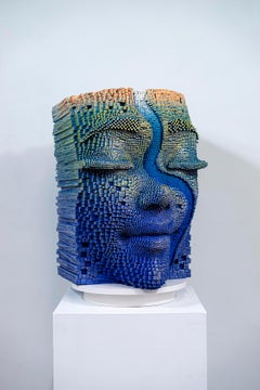 River, by Gil Bruvel, burnt wood and acrylic