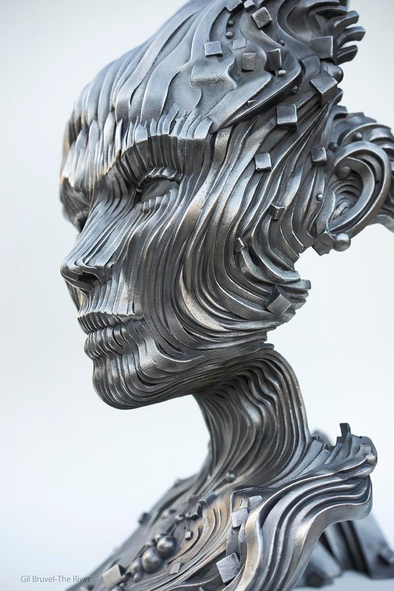 River - Gray Figurative Sculpture by Gil Bruvel