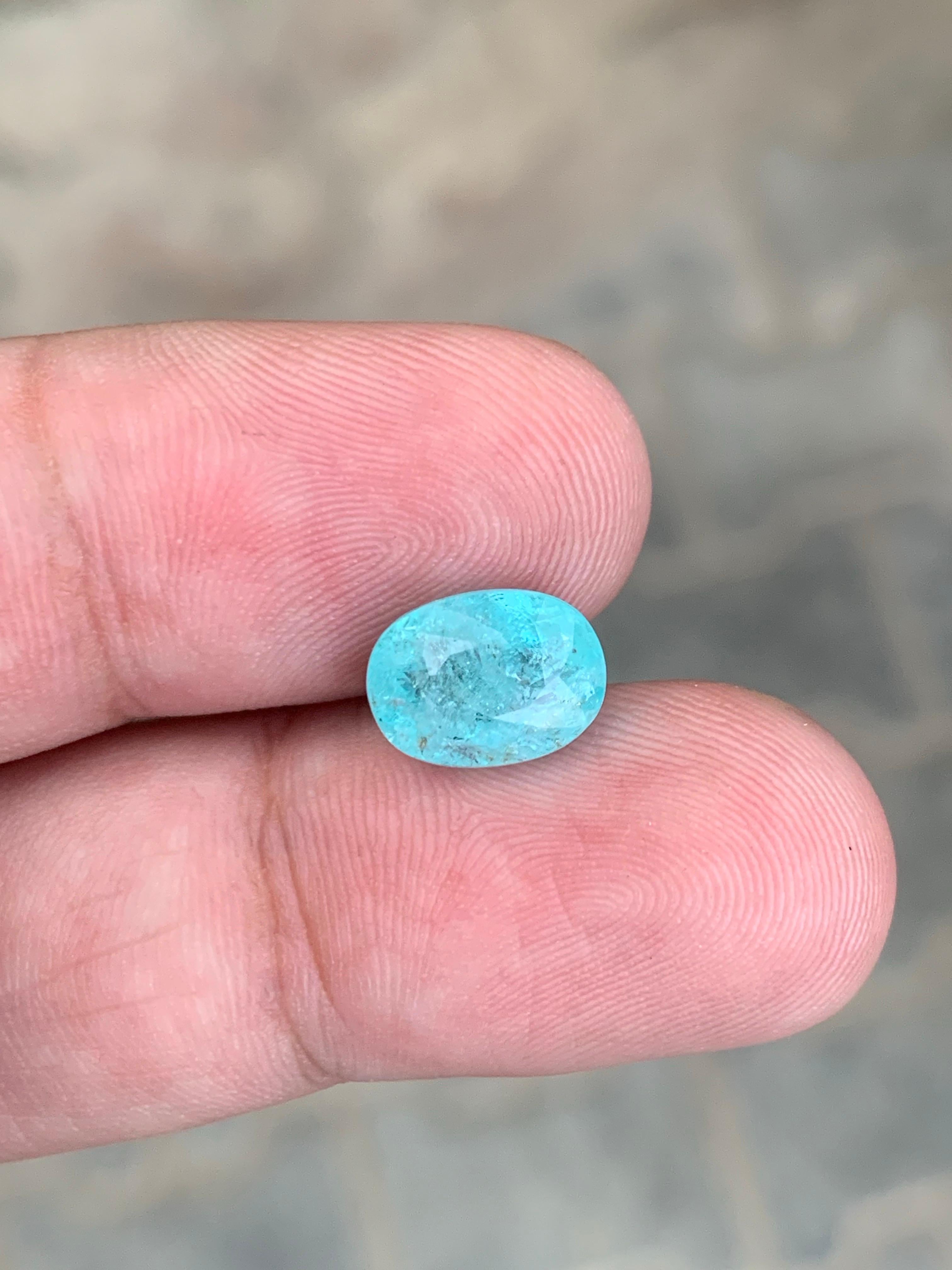 GIL Certified 3.31 Carat Natural Loose Paraiba Tourmaline Oval Shape Gemstone For Sale 2