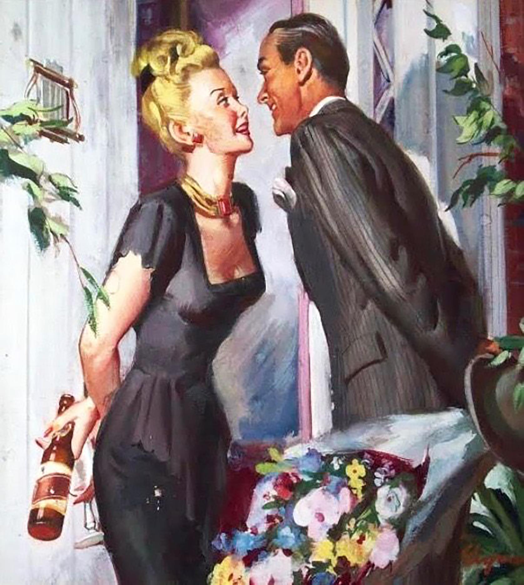 Figurative Painting di Gil Elvgren - Pubblicità della birra
