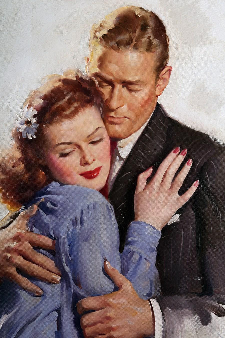 Clinch der Liebenden – Painting von Gil Elvgren