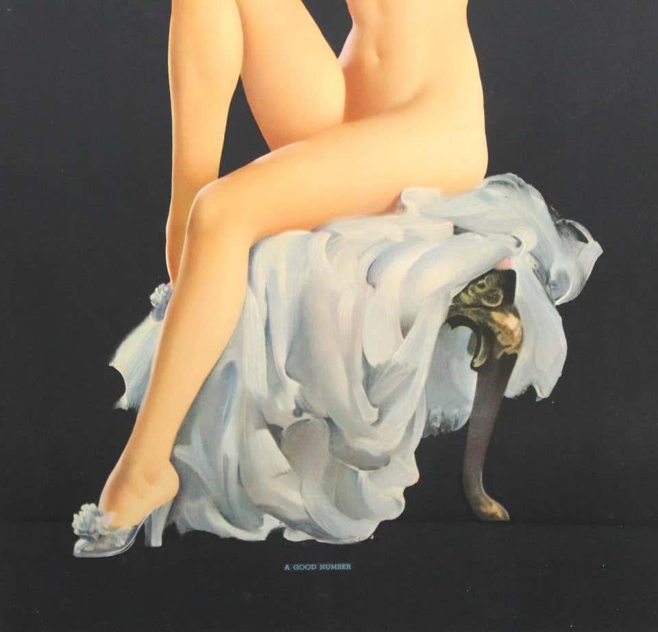 Nude Pin Up Mädchen Vintage Kalender-Posters (Schwarz), Nude Print, von Gil Elvgren
