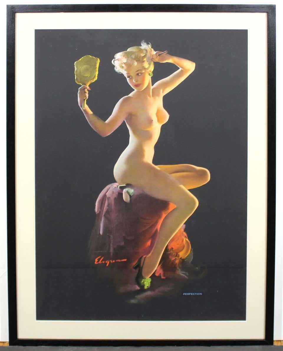 Nude Pin Up Girls Vintage Calendar Posters - Black Nude Print by Gil Elvgren