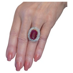 GIL Unerhitzter Rubin-Diamant-Platin-Ring Vintage zertifiziert 18K Huge 11,43 Karat