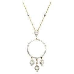 Gilan Open Circle Diamond Dangle Pendant Necklace in 14 Karat Yellow Gold