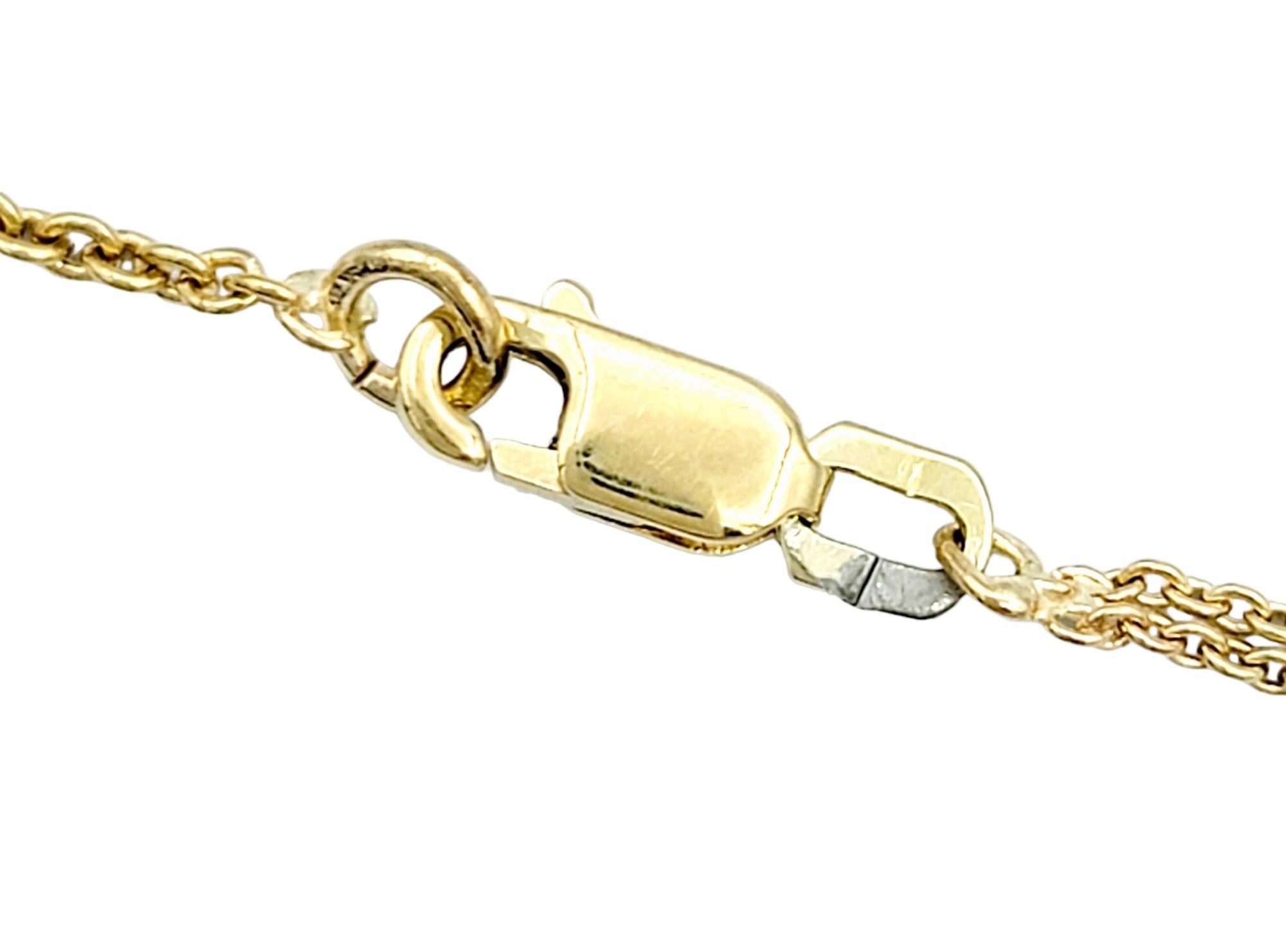 Gilan Open Circle Diamond Dangle Pendant Necklace in 14 Karat Yellow Gold For Sale 1