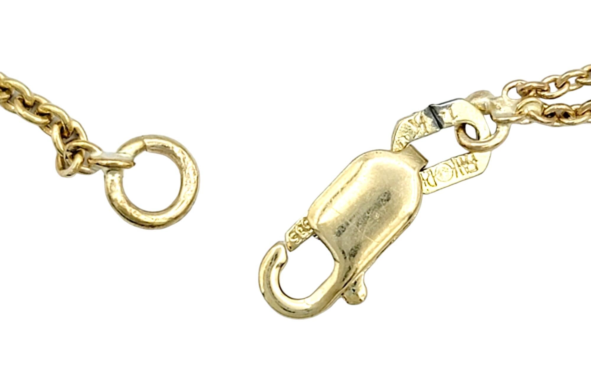Gilan Open Circle Diamond Dangle Pendant Necklace in 14 Karat Yellow Gold For Sale 2