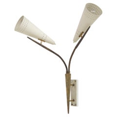 Gilardi and Barzaghi Pair of Brass Wall Sconces in Painted Aluminum