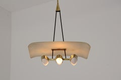 Gilardi-Barzaghi Kronleuchter aus Metall und Messing mit geschwungenem Glas
