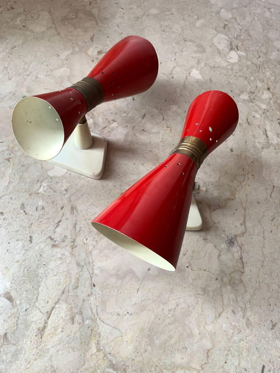 Glazed Pair of Stilnovo wall sconces styled by Gilardi & Barzaghi mid-century stamp For Sale