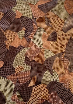 Collage cuir de serpent de Gilbert Albert - 20 x 15 cm