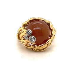 Cocktail-Ring aus 18 Karat Gelbgold mit Edelsteinperlen und Diamanten von Gilbert Albert