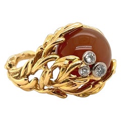Gilbert Albert 18 Karat Yellow Gold Gemstone Bead and Diamond Cocktail Ring