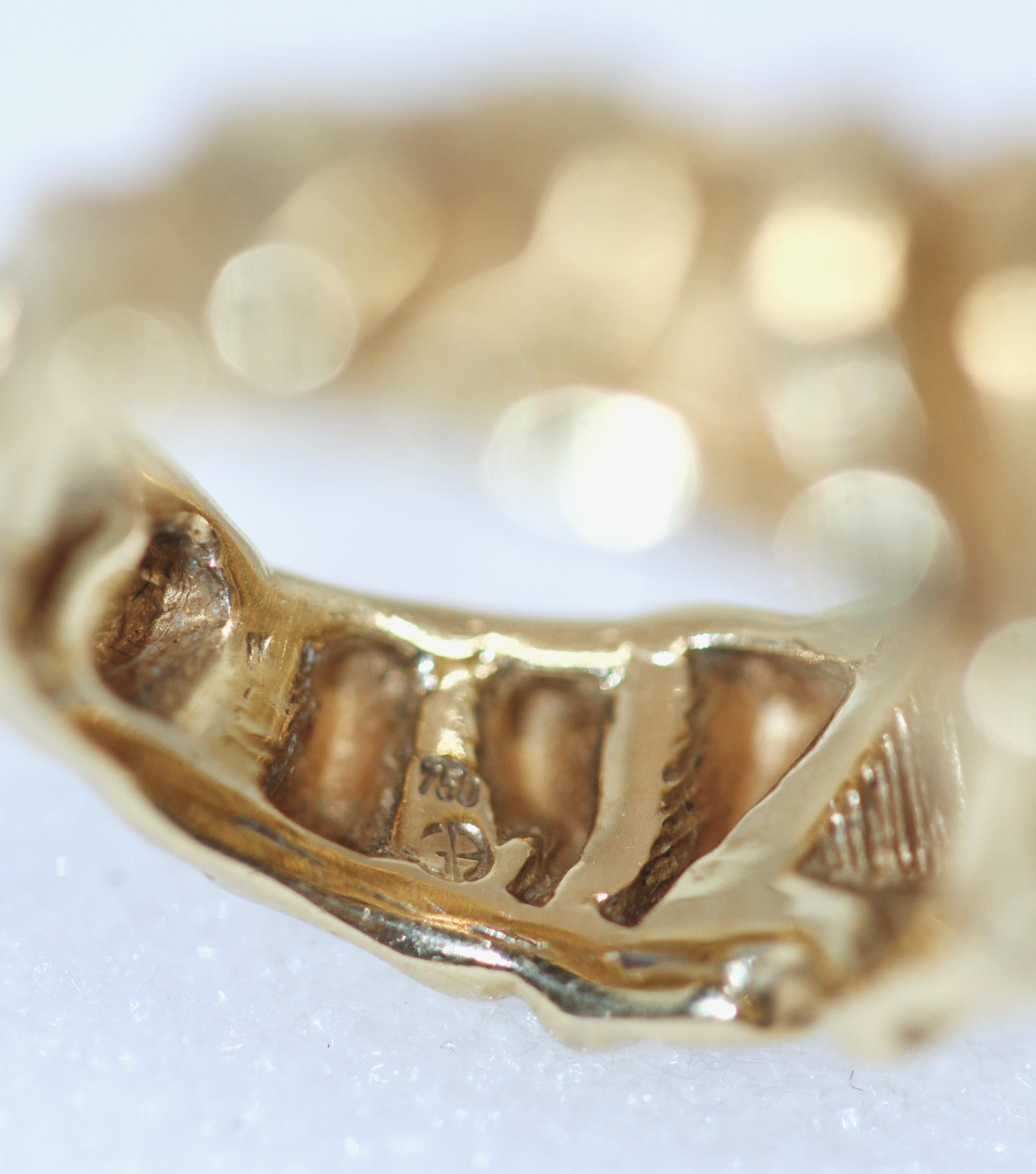 18 Karat Gold Perlen- und Diamantring von Gilbert Albert im Angebot 1