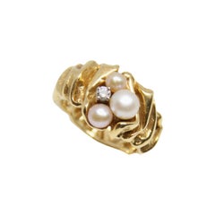 Bague Gilbert Albert en or 18 carats, perles et diamants