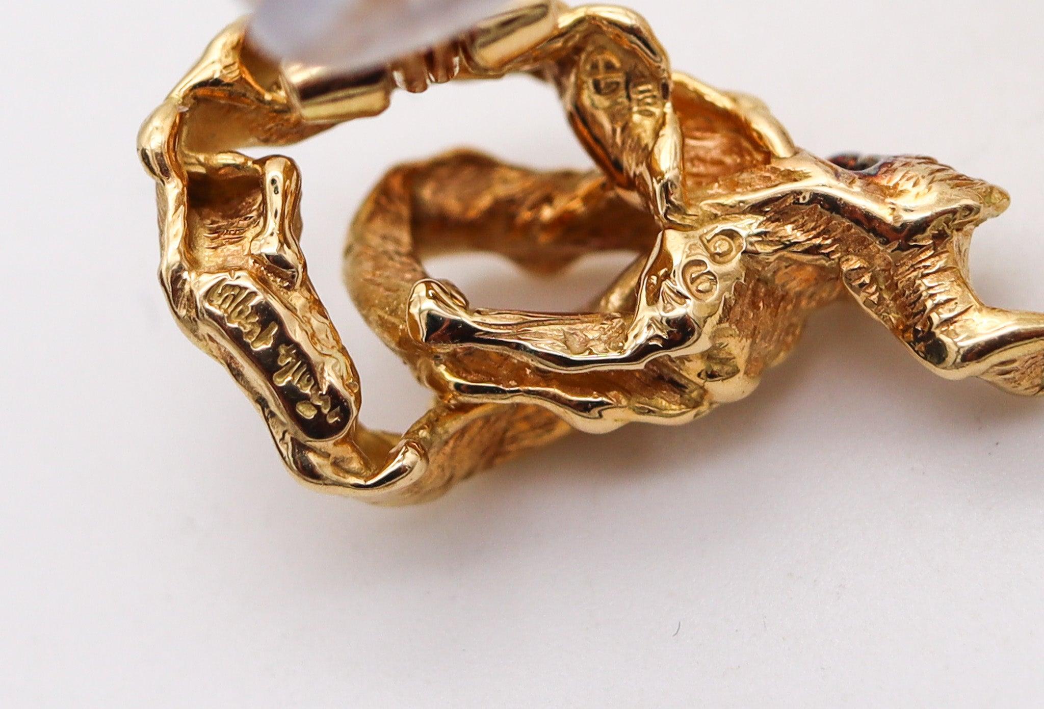 GILBERT ALBERT 1965 Sculpted Organic Clips On Earrings In 18Kt Yellow Gold 1