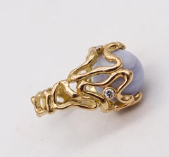 Gilbert Albert 1970 Swiss Interchangeable Organic Ring 18Kt Gold with Diamonds