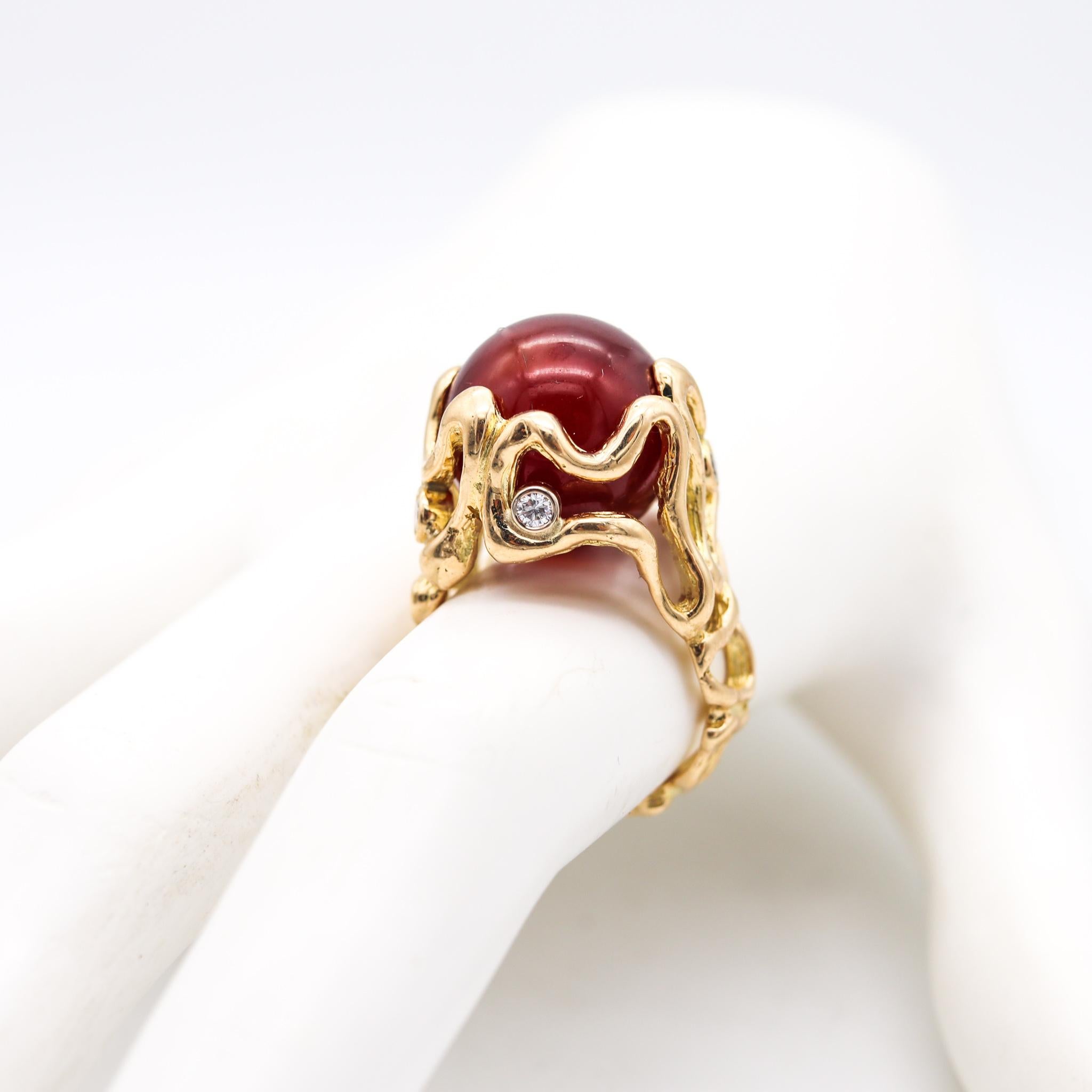 Gilbert Albert 1970 Swiss Interchangeable Organic Ring 18Kt Gold with Diamonds In Excellent Condition In Miami, FL