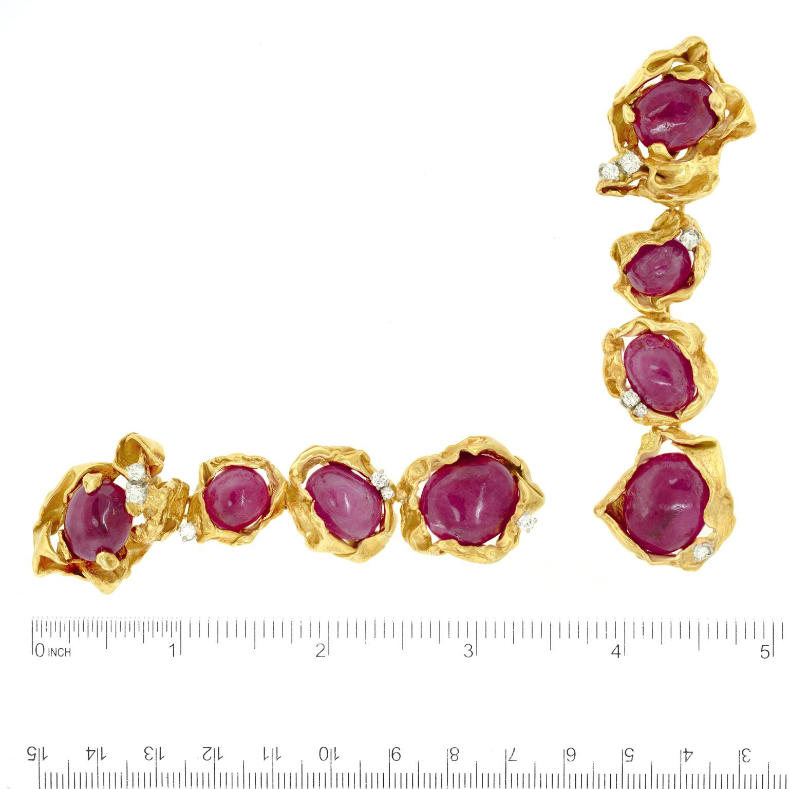 Women's Gilbert Albert Abstract Swiss Modern Ruby and Diamond Chandelier Earrings