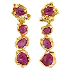 Gilbert Albert Abstract Swiss Modern Ruby and Diamond Chandelier Earrings