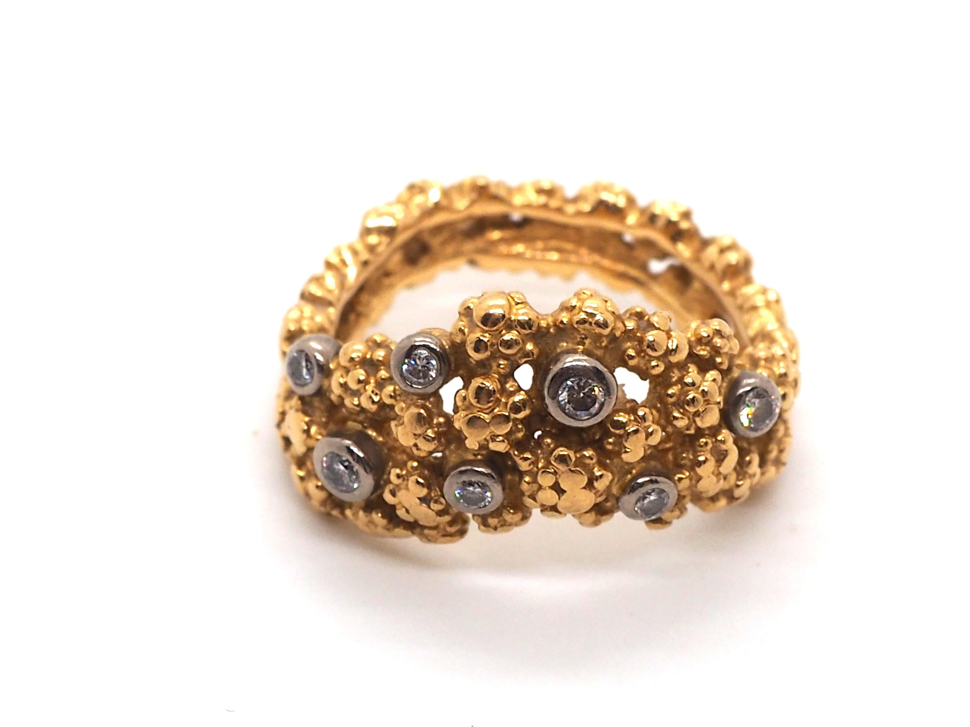 Gilbert Albert Diamond Ring 18 Karats Yellow Gold In Excellent Condition In Geneva, CH