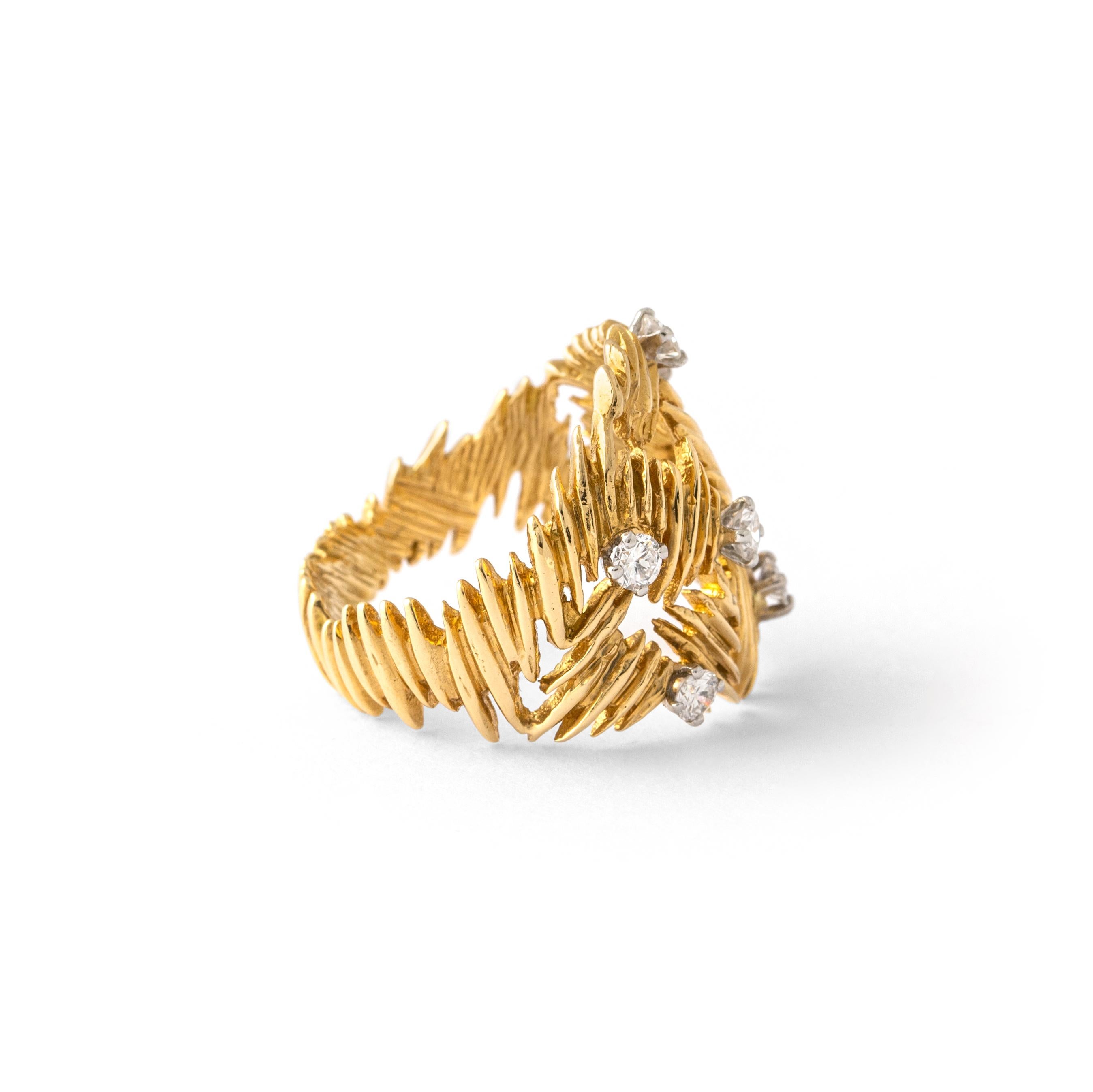 Contemporary Gilbert Albert Diamond Yellow Gold 18K Ring