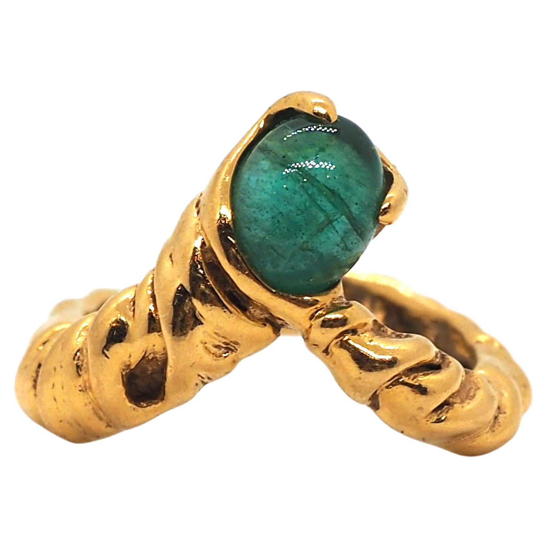 Anello di lusso di moda in oro giallo Albert Albert Emerald 18k in vendita