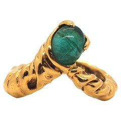 Antique Gilbert Albert Emerald 18k Yellow Gold Fashion Luxury Ring