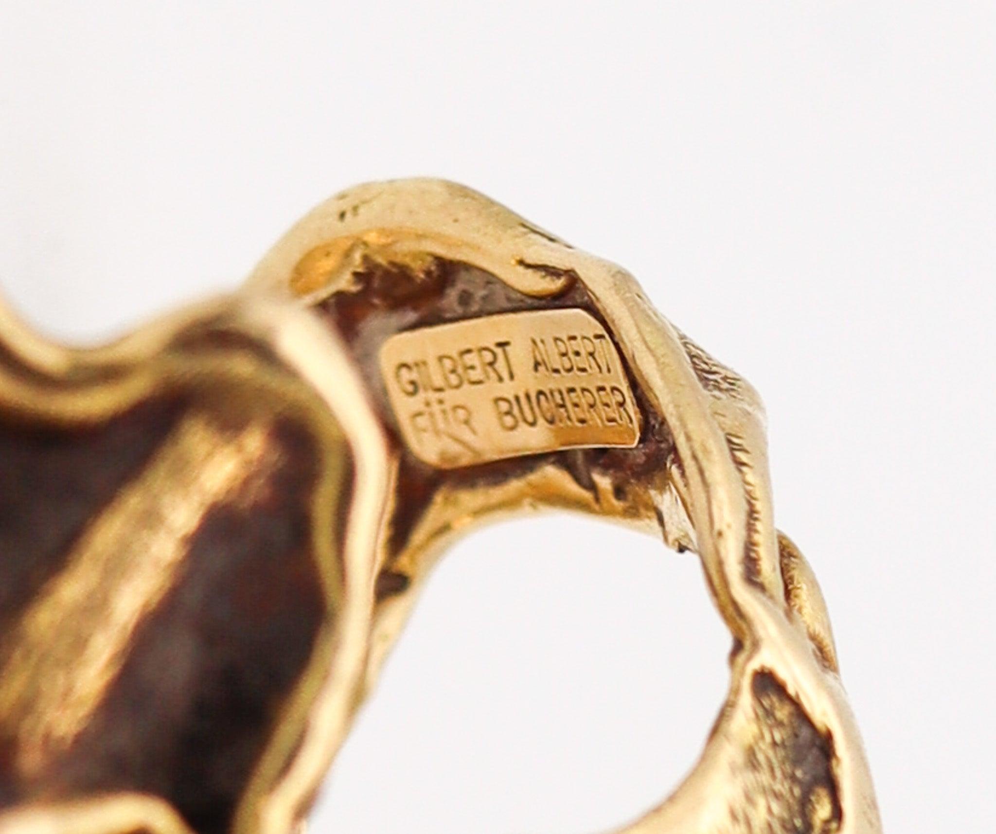 Modernist GILBERT ALBERT For Bucherer 1960 Sculptural Organic Ring In 18Kt Yellow Gold