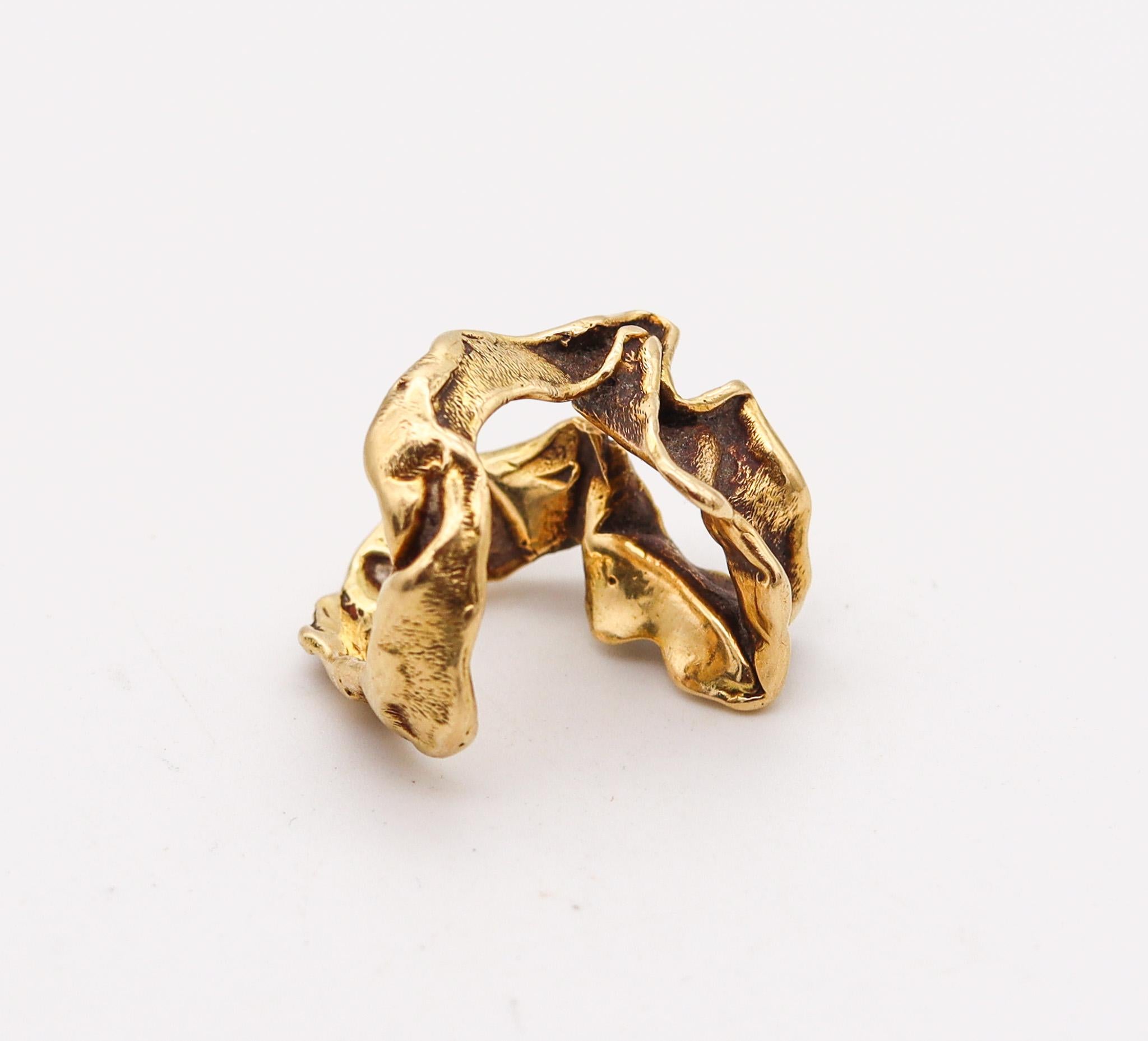 Gilbert Albert For Bucherer 1960 Sculptural Organic Ring In 18Kt Yellow Gold In Excellent Condition In Miami, FL