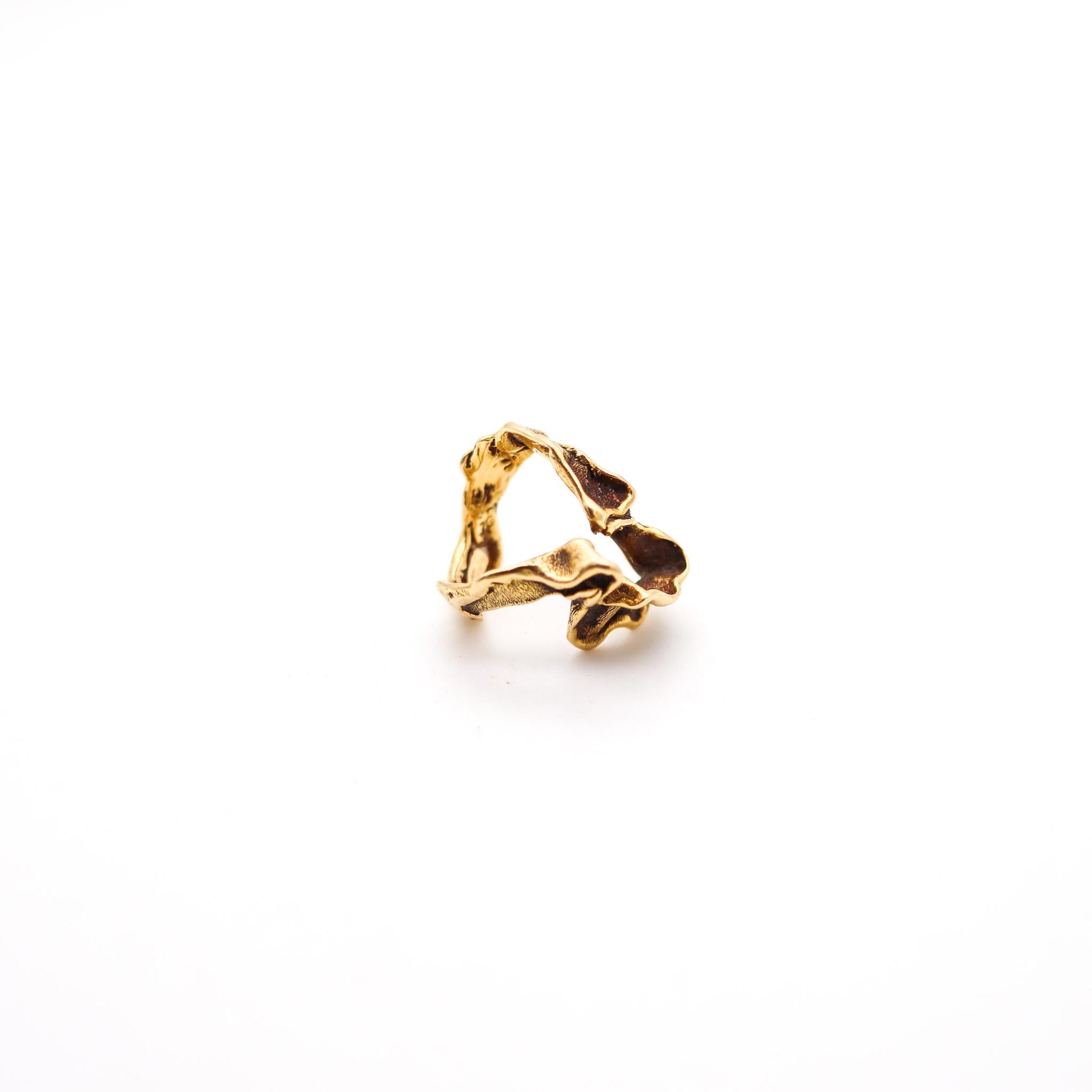 Women's or Men's Gilbert Albert For Bucherer 1960 Sculptural Organic Ring In 18Kt Yellow Gold