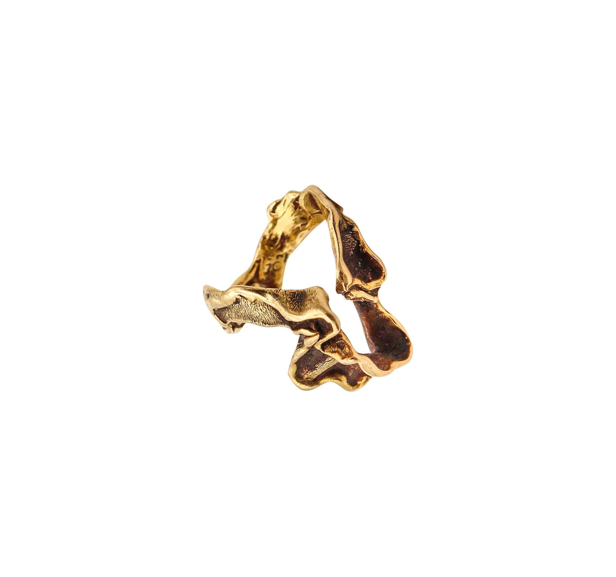 GILBERT ALBERT For Bucherer 1960 Sculptural Organic Ring In 18Kt Yellow Gold 1