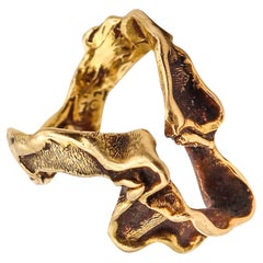 GILBERT ALBERT For Bucherer 1960 Sculptural Organic Ring In 18Kt Yellow Gold