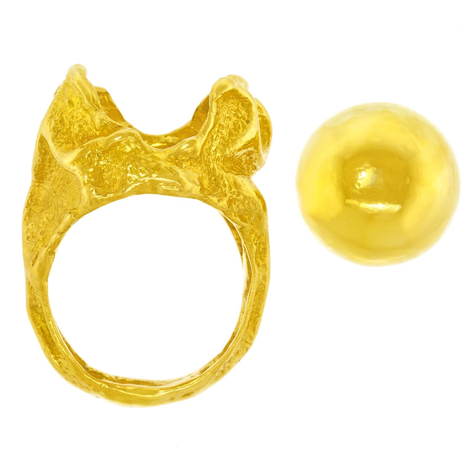 Women's or Men's Gilbert Albert Gold Ring with Interchangeable Stones For Sale