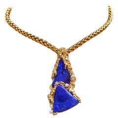 Gilbert Albert Opal, Diamond 18 Karat Gold Pendant /Brooch