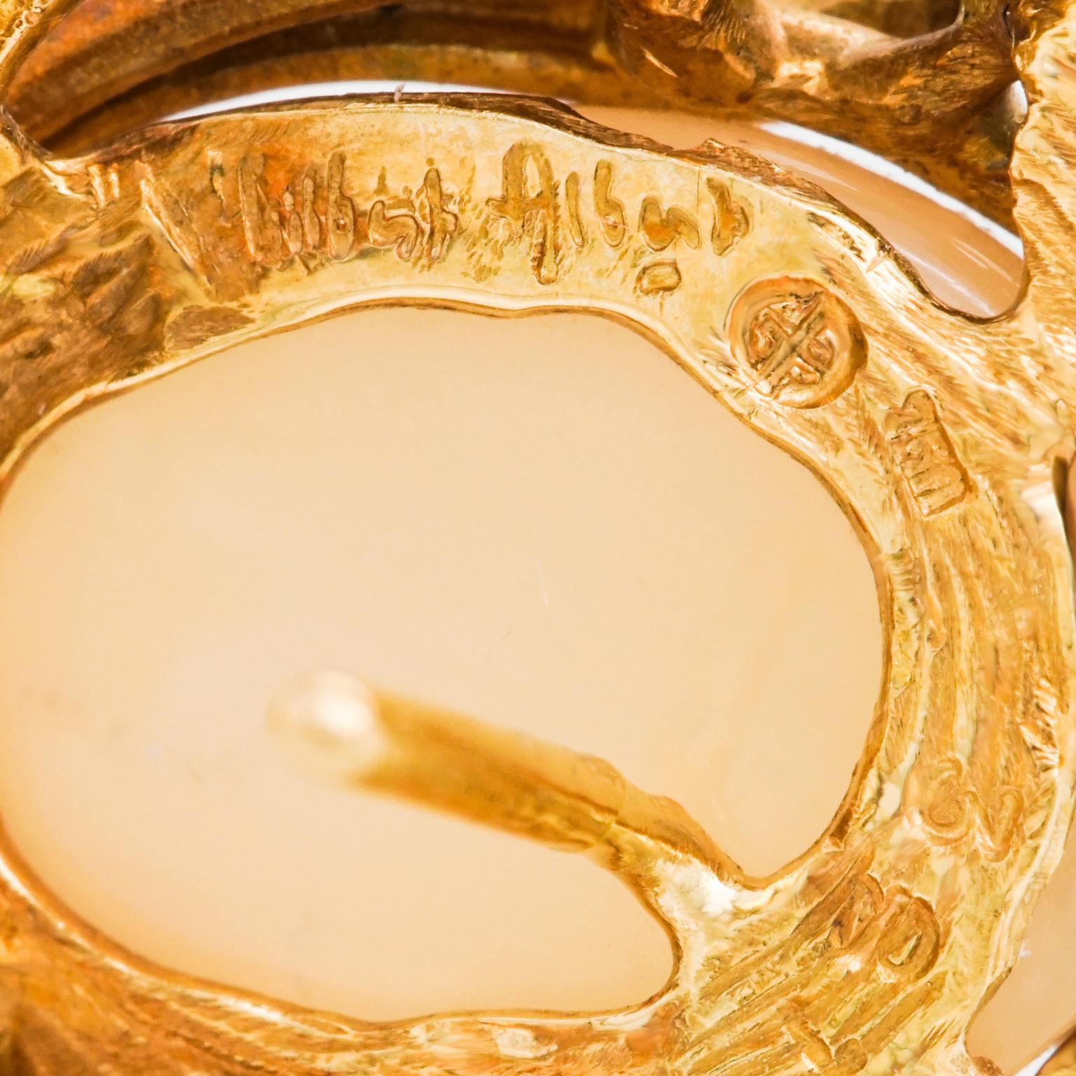 Gilbert Albert Organo-Chic siebziger Jahre Gold Ohrringe Damen im Angebot