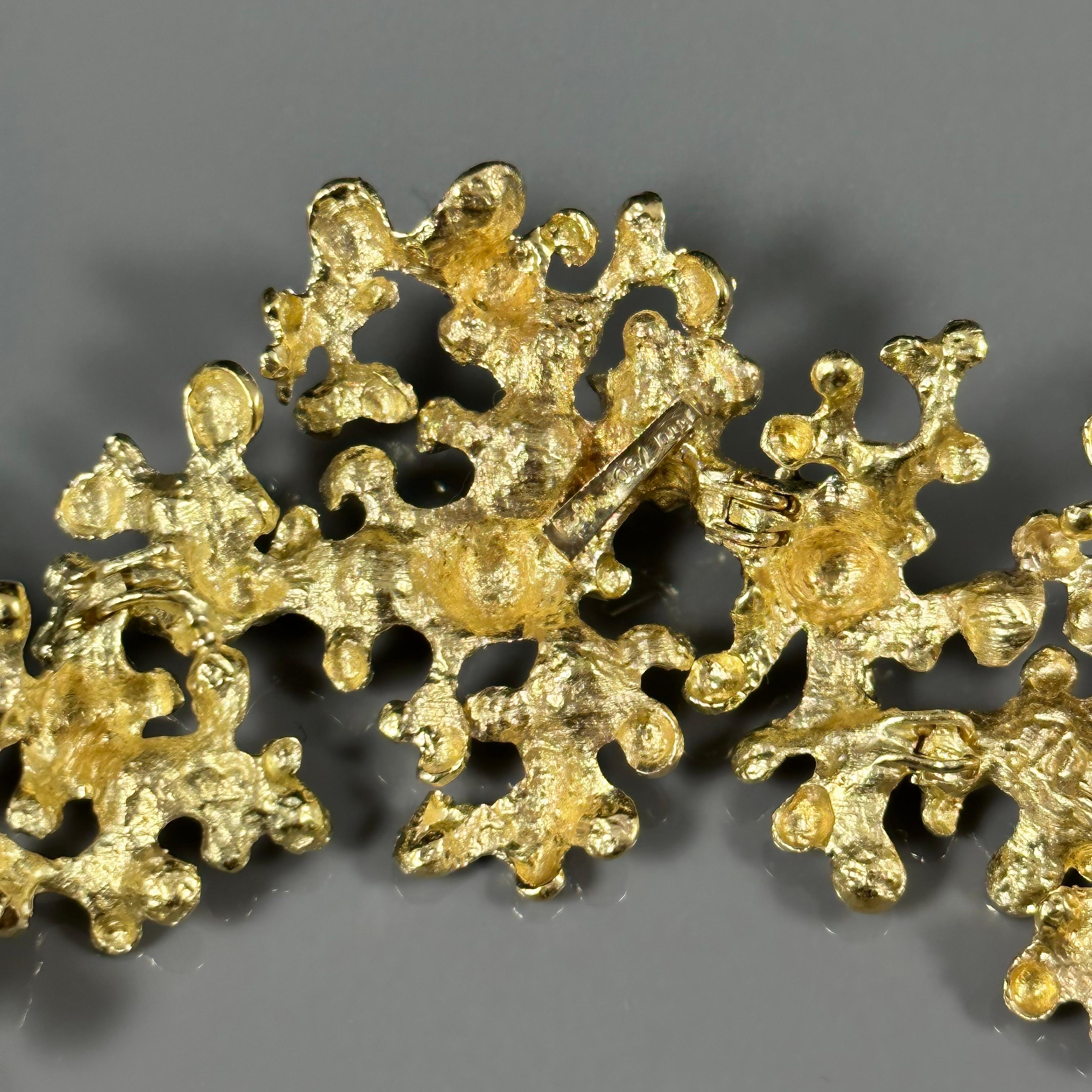 Gilbert Albert, collier bib ajouré vintage en or jaune avec fleurs Botryoidales, années 1970 en vente 10