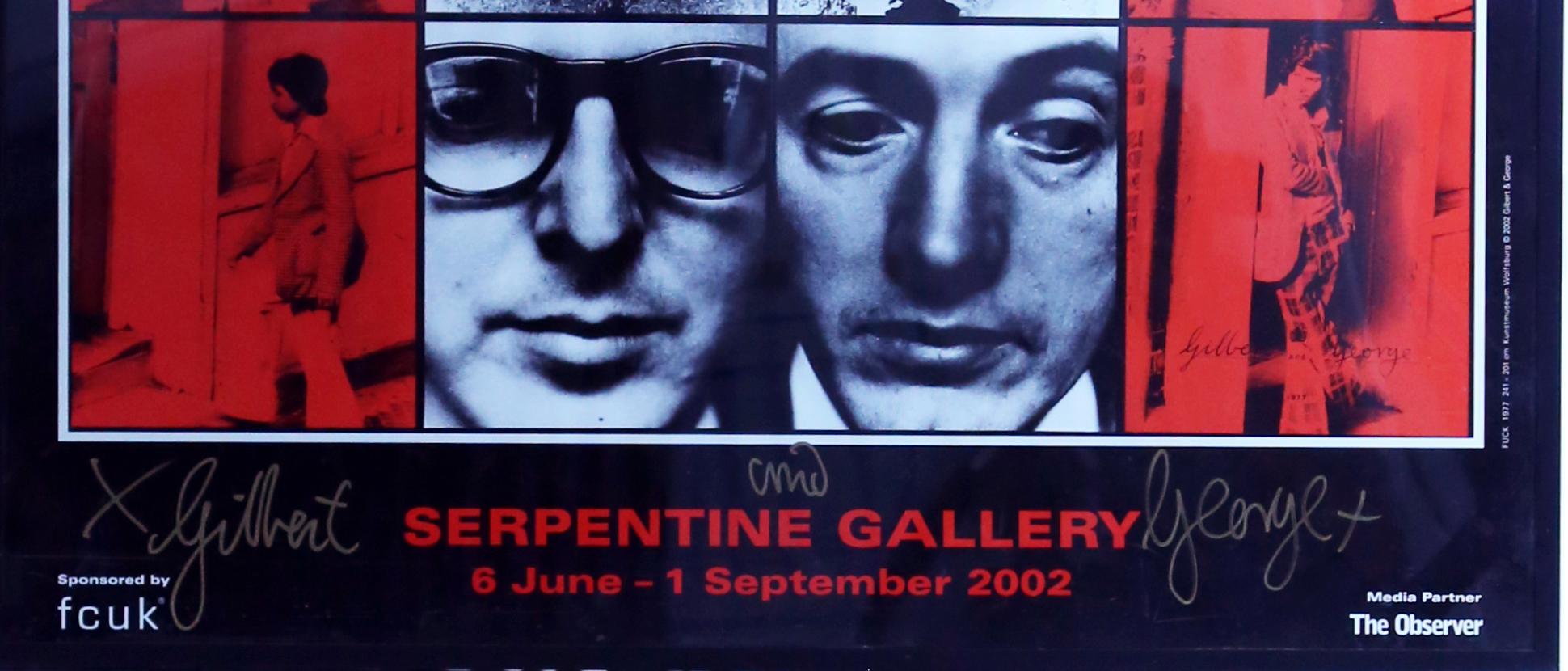 Gilbert and George Dirty Words Pictures
Original work at the Kunst Museum Wolfsburg 1977

Reprinted by Serpentine gallery in 2002
Signed in silver and gold by Gilbert and George
Offset lithograph printed in colors.